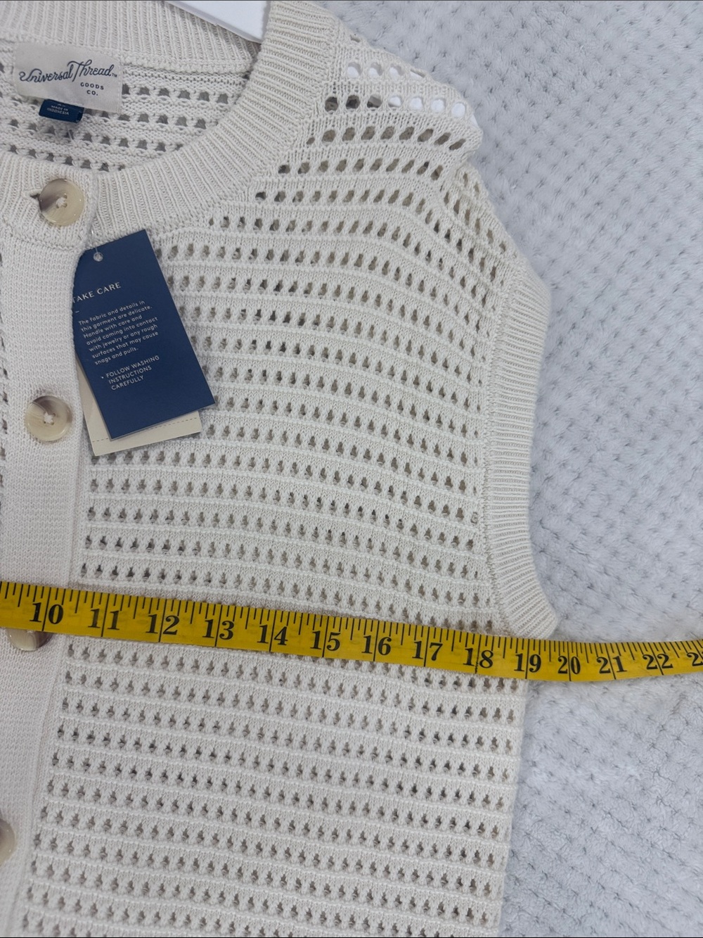 Universal Thread Cream Open-Knit Button Front Sweater Vest - Picture 4 of 6